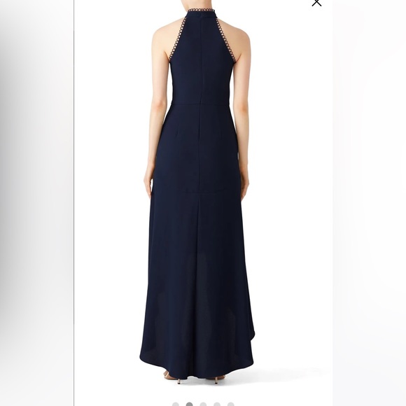 ML MONIQUE LHUILLIER Navy Love No One Halter-Neck High-Low Gown 6 - Picture 2 of 14